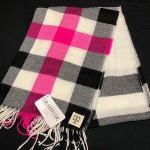 Pink/Black plaid winter scarf